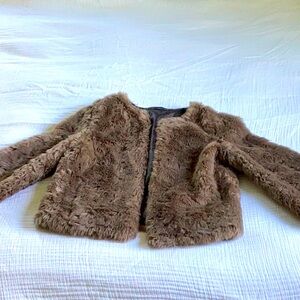 Faux fur short open coat